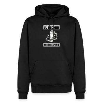 Lübecker Kneipen Experte - Männer Premium Bio Hoodie - Schwarz - Vorne - Nico (187cm)