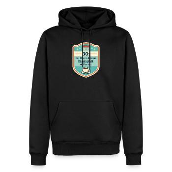 30: Pausenplan wie Meetings Badge - Männer Premium Bio Hoodie - Schwarz - Vorne - Nico (187cm)
