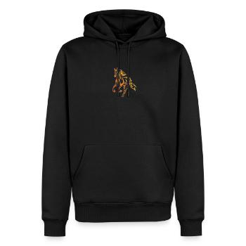 Flammenpferd Linienkunst - Männer Premium Bio Hoodie - Schwarz - Vorne - Nico (187cm)
