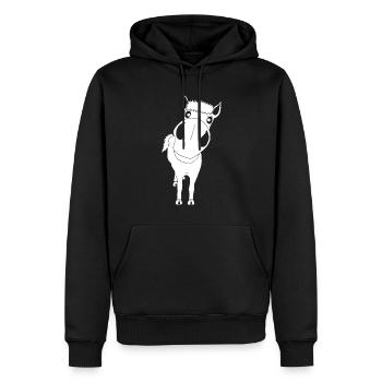 Nahaufnahme eines Pferdes (weiß) - Männer Premium Bio Hoodie - Schwarz - Vorne - Nico (187cm)