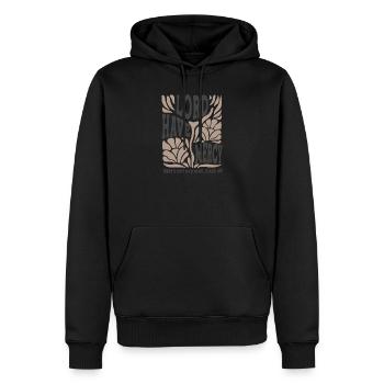 Écriture florale du seigneur aie pitié - Sweat à capuche Premium bio Homme - noir - Devant - Nico (187cm)