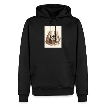 Tailleurs à moustaches chez Vintage Sewing - Sweat à capuche Premium bio Homme - noir - Devant - Nico (187cm)