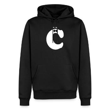 Großes C Stil-Print | Buchstabe C lustiges C Logo - Männer Premium Bio Hoodie - Schwarz - Vorne - Nico (187cm)