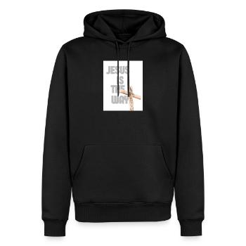 Jesus Is The Way Cross-Grafik - Männer Premium Bio Hoodie - Schwarz - Vorne - Nico (187cm)