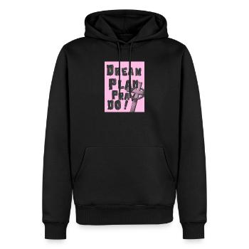 Traumplan: Betet, Do Pink Cross - Männer Premium Bio Hoodie - Schwarz - Vorne - Nico (187cm)