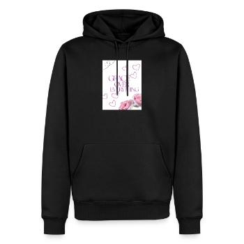 Gnade über alles Blumenherzen - Männer Premium Bio Hoodie - Schwarz - Vorne - Nico (187cm)
