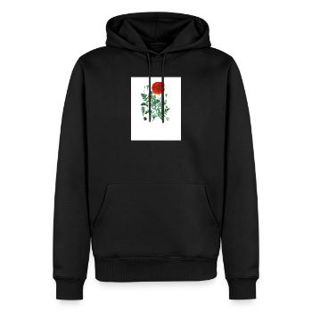 Red poppy in botanical illustration - Men’s Premium Organic Hoodie - black - Front - Nico (187cm)