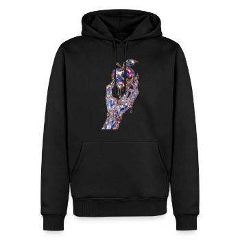 Main de pomme en cristal métallique - Sweat à capuche Premium bio Homme - noir - Devant - Nico (187cm)