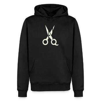schere_icon- - Männer Premium Bio Hoodie - Schwarz - Vorne - Nico (187cm)