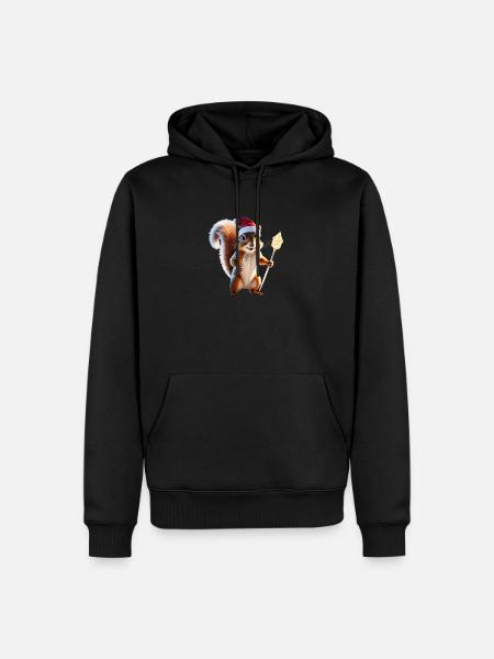 Magisches Weihnachts Eichhörnchen, Hüter des Wades - Männer Premium Bio Hoodie - Schwarz