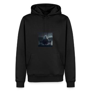 Vieil homme assis au bord du lac - Sweat à capuche Premium bio Homme - noir - Devant - Nico (187cm)