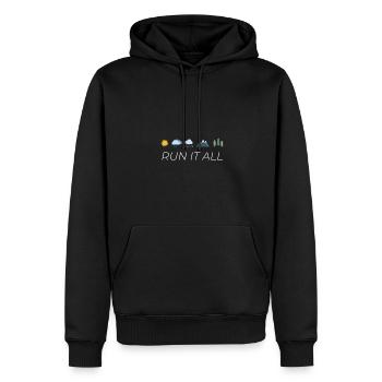 Course à pied Marathon Semi-Marathon Jogging Coureurs - Sweat à capuche Premium bio Homme - noir - Devant - Nico (187cm)
