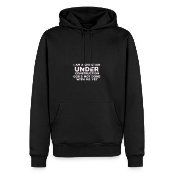 Lustiges Zitat Ich bin ein Christ im Konstruktion - Männer Premium Bio Hoodie - Schwarz - Vorne - Nico (187cm)