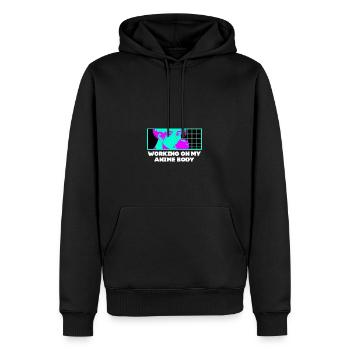 Working on my anime body Kawaii manga cute - Men’s Premium Organic Hoodie - black - Front - Nico (187cm)