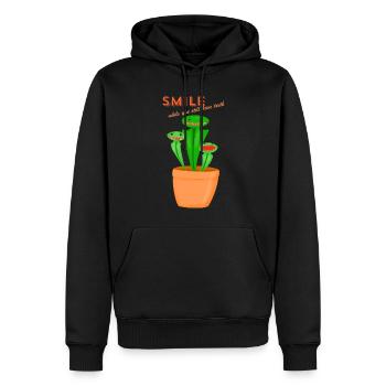Souriez pendant que vous avez encore des dents - Sweat à capuche Premium bio Homme - noir - Devant - Nico (187cm)
