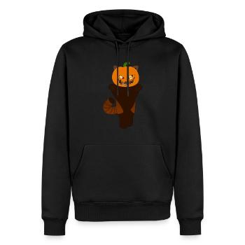 Panda roux déguisé en citrouille pour Halloween - Sweat à capuche Premium bio Homme - noir - Devant - Nico (187cm)