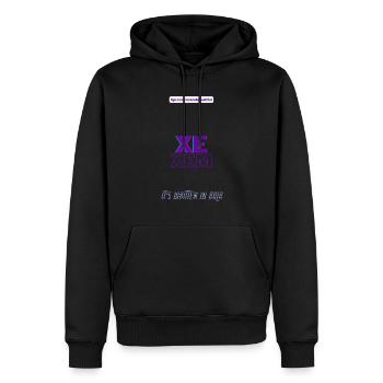 #pronounsarebeautiful xe/xem - Sweat à capuche Premium bio Homme - noir - Devant - Nico (187cm)