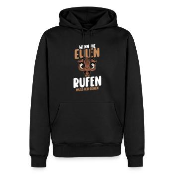 Eulen - Männer Premium Bio Hoodie - Schwarz - Vorne - Nico (187cm)