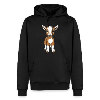 Citation humour petite chèvre - Sweat à capuche Premium bio Homme - noir - Devant - Nico (187cm)