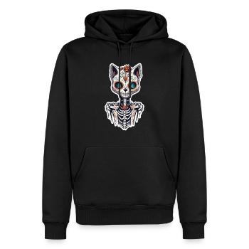 La Catrina / Tatouage / Mexique / Animal / Chat - Sweat à capuche Premium bio Homme - noir - Devant - Nico (187cm)