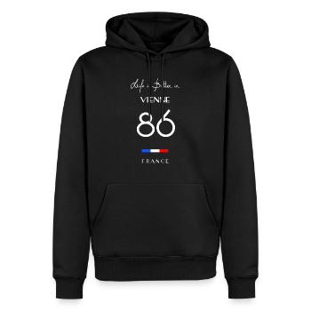 Life is better in VIENNE Number 86 Poitou Anjou Fr - Men’s Premium Organic Hoodie - black - Front - Nico (187cm)