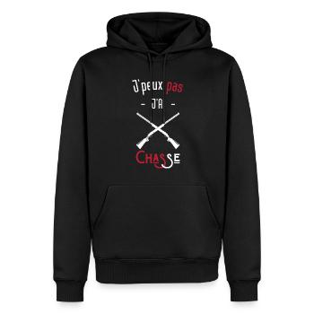 j'peux pas j'ai chasse - Sweat à capuche Premium bio Homme - noir - Devant - Nico (187cm)