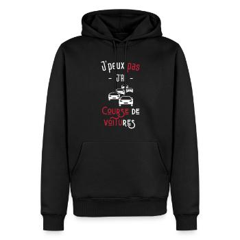 j'peux pas j'ai course de voitures - Sweat à capuche Premium bio Homme - noir - Devant - Nico (187cm)