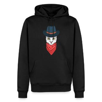 Cat Cowboyhut Katzenfotograf - Männer Premium Bio Hoodie - Schwarz - Vorne - Nico (187cm)