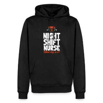 Night Shift Nurse - Men’s Premium Organic Hoodie - black - Front - Nico (187cm)