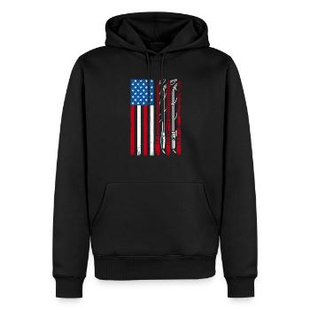 Canne à pêche drapeau américain USA Patriot Fisherman An - Sweat à capuche Premium bio Homme - noir - Devant - Nico (187cm)