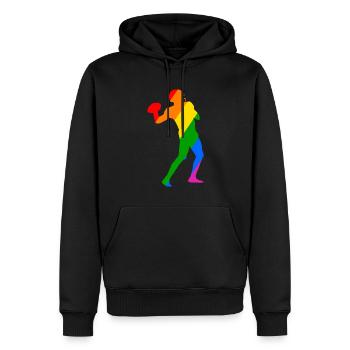 Rainbow Football Player - Männer Premium Bio Hoodie - Schwarz - Vorne - Nico (187cm)