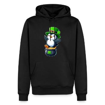 St. Patrick's Day Pinguin Zylinder Kleeblatt - Männer Premium Bio Hoodie - Schwarz - Vorne - Nico (187cm)