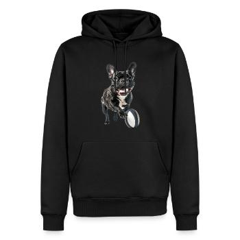 Französische Bulldogge - Männer Premium Bio Hoodie - Schwarz - Vorne - Nico (187cm)