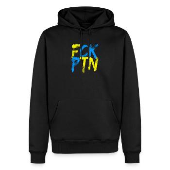 Ukraine - Männer Premium Bio Hoodie - Schwarz - Vorne - Nico (187cm)