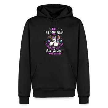 Kunstlehrer Geschenk Kunst Lehrer Schule Einhorn - Männer Premium Bio Hoodie - Schwarz - Vorne - Nico (187cm)