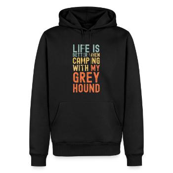 Greyhound Camping retro vintage - Männer Premium Bio Hoodie - Schwarz - Vorne - Nico (187cm)