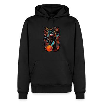 Basketball Fuchs Spieler Neon Fox Sport Ballsport - Männer Premium Bio Hoodie - Schwarz - Vorne - Nico (187cm)