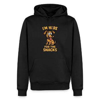Juste pour les collations ici - Sweat à capuche Premium bio Homme - noir - Devant - Nico (187cm)