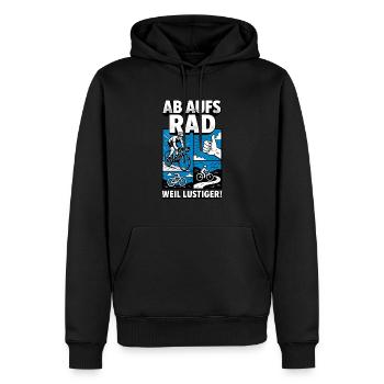 Ab aufs Rad - weil lustiger! - Männer Premium Bio Hoodie - Schwarz - Vorne - Nico (187cm)