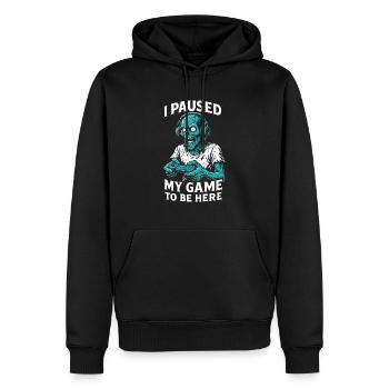 Zombie Gamer - Game Pause Mode - Men’s Premium Organic Hoodie - black - Front - Nico (187cm)