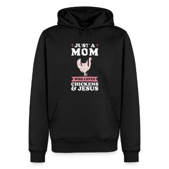 Chicken & Jesus Mom Chicken & Jesus Farming Gesche - Männer Premium Bio Hoodie - Schwarz - Vorne - Nico (187cm)