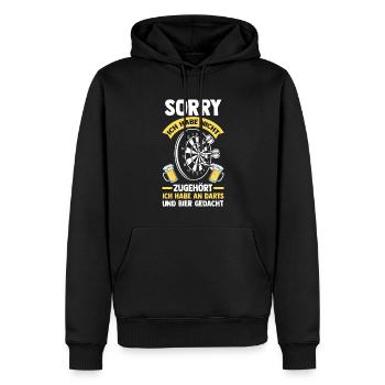 Dart Bier Dartsport Geschenk - Männer Premium Bio Hoodie - Schwarz - Vorne - Nico (187cm)