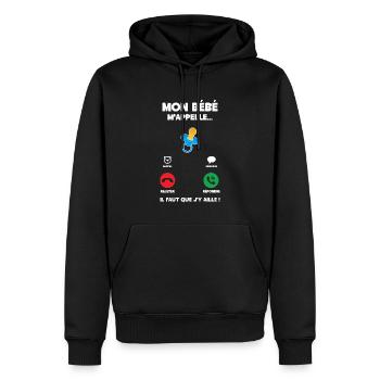 Mon bébé m'appelle Jeune Parents Papa Maman - Sweat à capuche Premium bio Homme - noir - Devant - Nico (187cm)