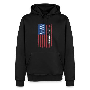 Labrador Retriever Us Flag - Sweat à capuche Premium bio Homme - noir - Devant - Nico (187cm)