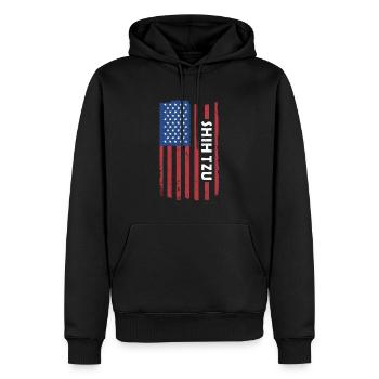 Shih Tzu Us Drapeau - Sweat à capuche Premium bio Homme - noir - Devant - Nico (187cm)