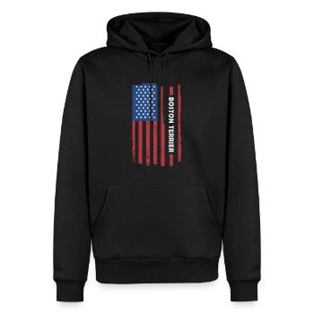 Boston Terrier Us Flag - Männer Premium Bio Hoodie - Schwarz - Vorne - Nico (187cm)
