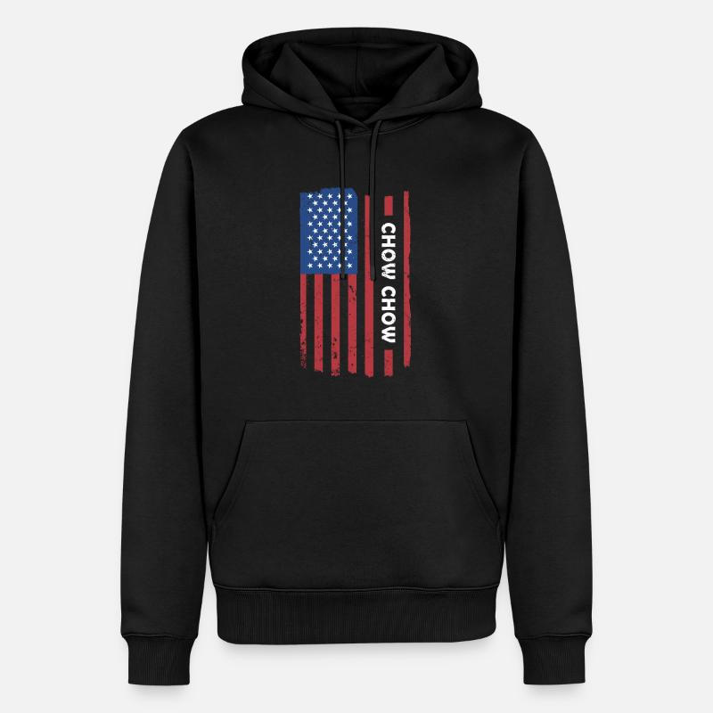 Drapeau Chow Chow Us - Sweat à capuche Premium bio Homme - noir