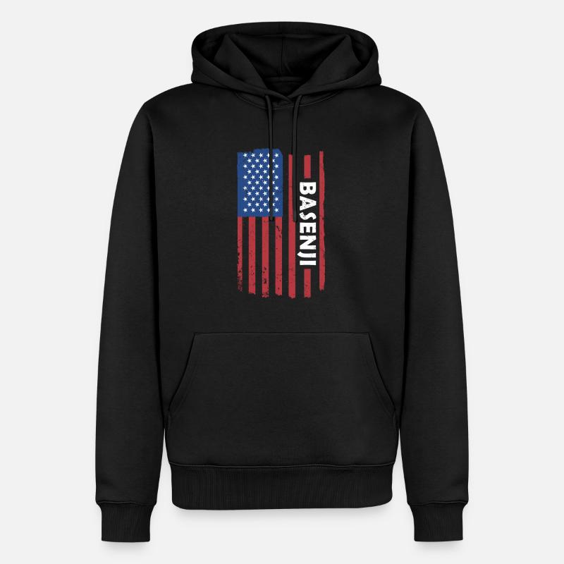 Chien Basenji Us drapeau - Sweat à capuche Premium bio Homme - noir