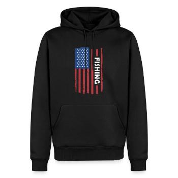 Fisher Us Flag Pêche - Sweat à capuche Premium bio Homme - noir - Devant - Nico (187cm)