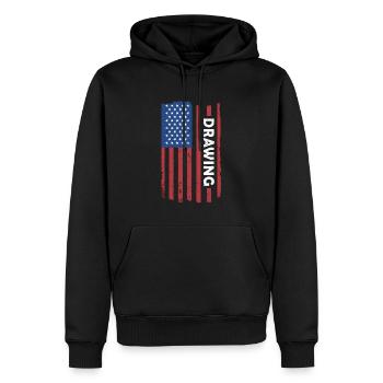 Drawer Us Flag Drawing - Männer Premium Bio Hoodie - Schwarz - Vorne - Nico (187cm)